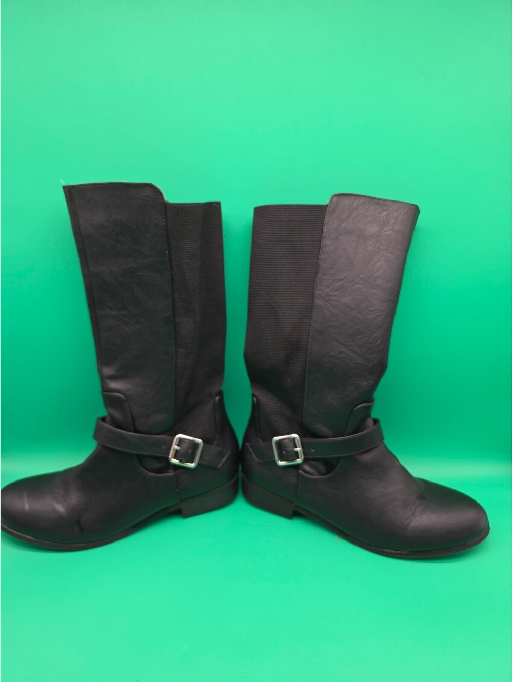 XOXO Elevation Women's Black Knee High Riding Boots Buckle Zip Size 5M 2019